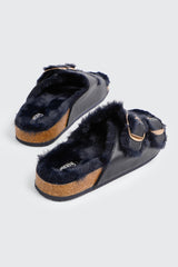 Faux Fur Lined Buckled Sandals