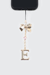 Shiny Letter E Phone Charm with Bow