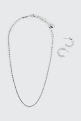 Rhinestone Tennis Necklace & Earrings