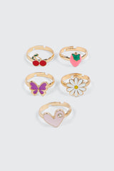 5-Pack Strawberry Ring Set