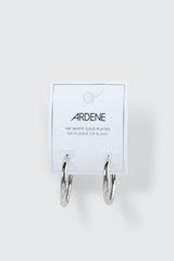 14K White Gold Plated Tubular Hoops