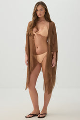 Woven Light Cover Up with Mesh Detail