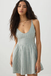 Linen Blend Mini Skater Dress