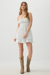 Smocked Strapless Mini Dress