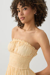 Smocked Strapless Mini Dress