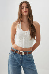 Lace Halter Top with Bow