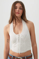 Lace Halter Top with Bow