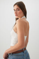 Lace Halter Top with Bow