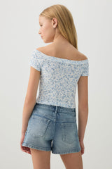 Denim Shorts with Bow Details