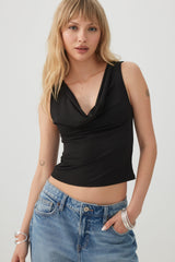 Cowl Neck Crop Tank Top