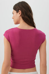 Cropped Ribbed Crew T-Shirt