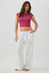 Cropped Ribbed Crew T-Shirt