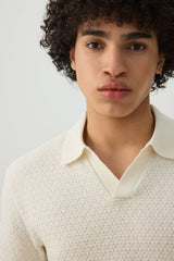 Textured Knit Johnny Collar Top