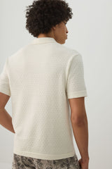 Textured Knit Johnny Collar Top