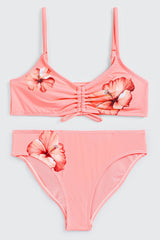 Ruched Floral Bikini Top
