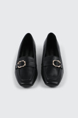Faux Leather Square Toe Loafers