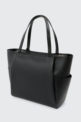 Faux Leather Tote Bag with Padlock Charm