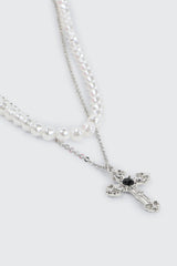 Cross Pendant Layered Necklace