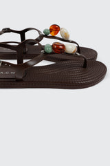 Jelly T-Strap Sandals with Beads