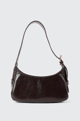 Faux Leather Shoulder Bag with Buckle Strap