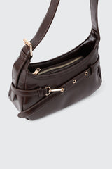Faux Leather Shoulder Bag with Buckle Strap