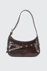 Faux Leather Shoulder Bag with Buckle Strap
