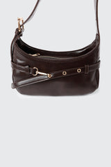 Faux Leather Shoulder Bag with Buckle Strap