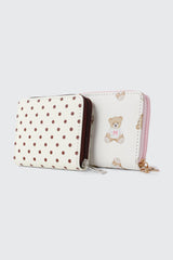 Compact Polka Dot Zip Wallet