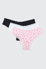 3-Pack Lace Trim Cheeky Panties