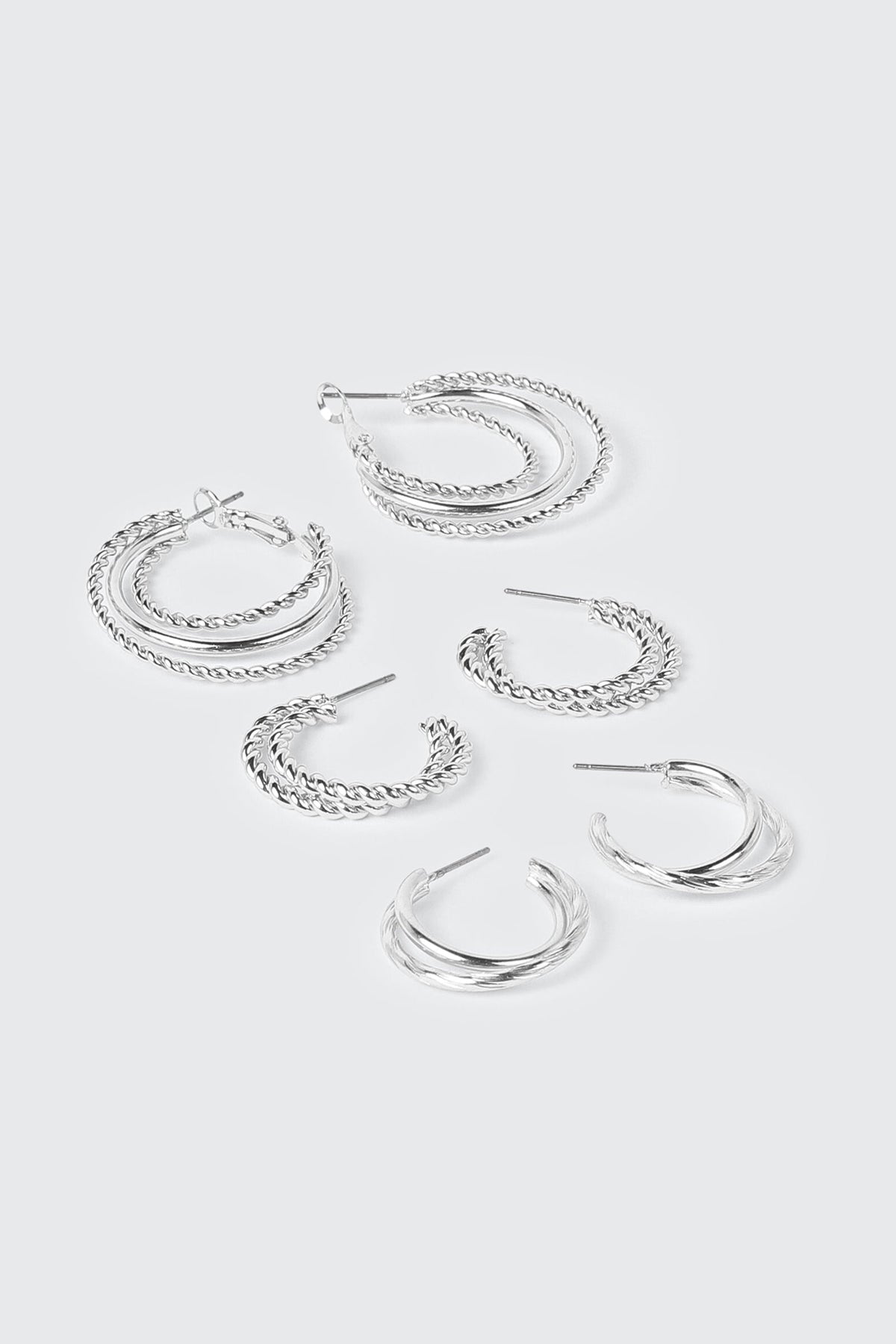 3-Pack Double Row Thin Hoops